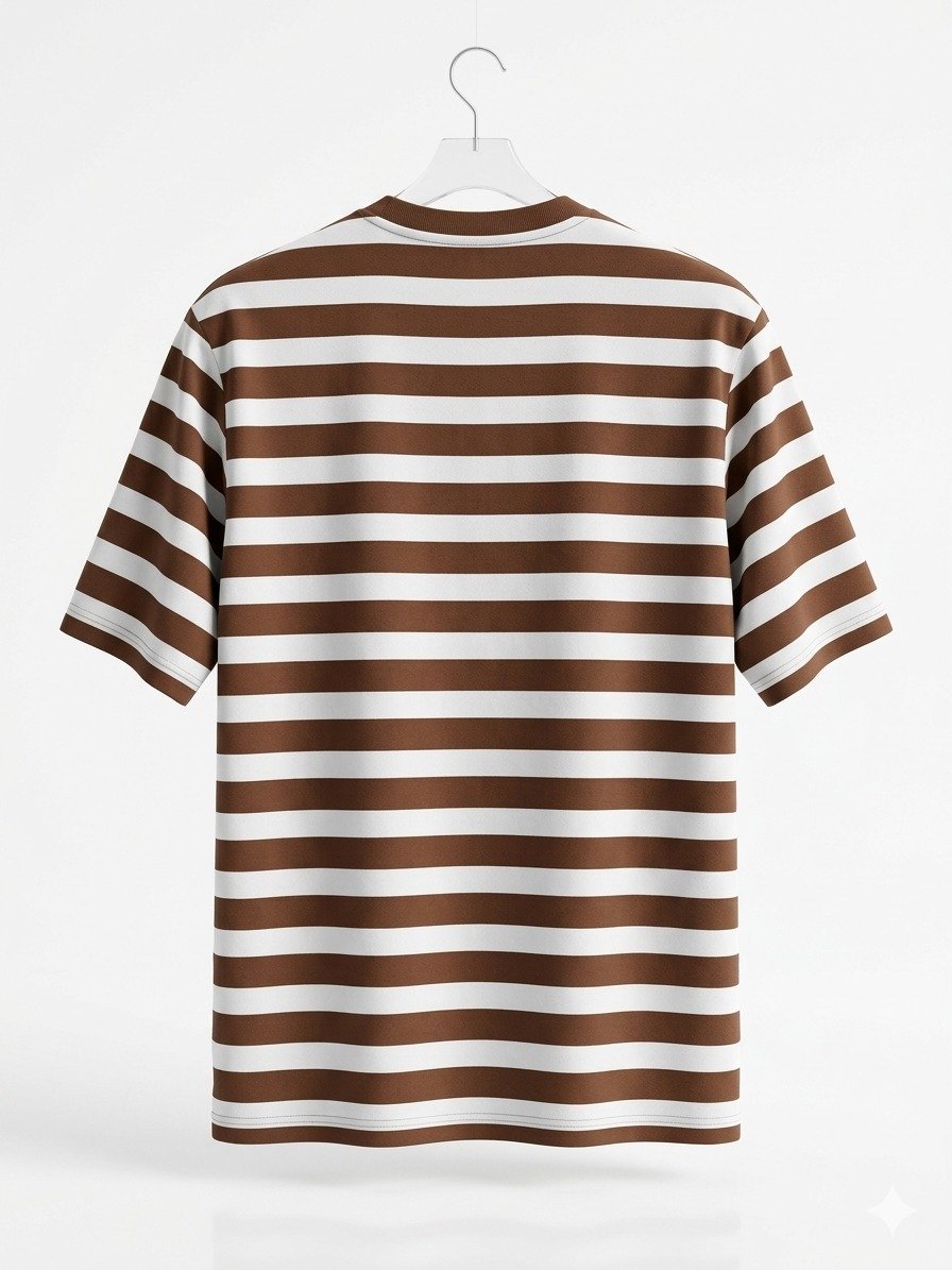 Women's Brown and White Striped Los Angeles Graphic T-Shirt - Image 5