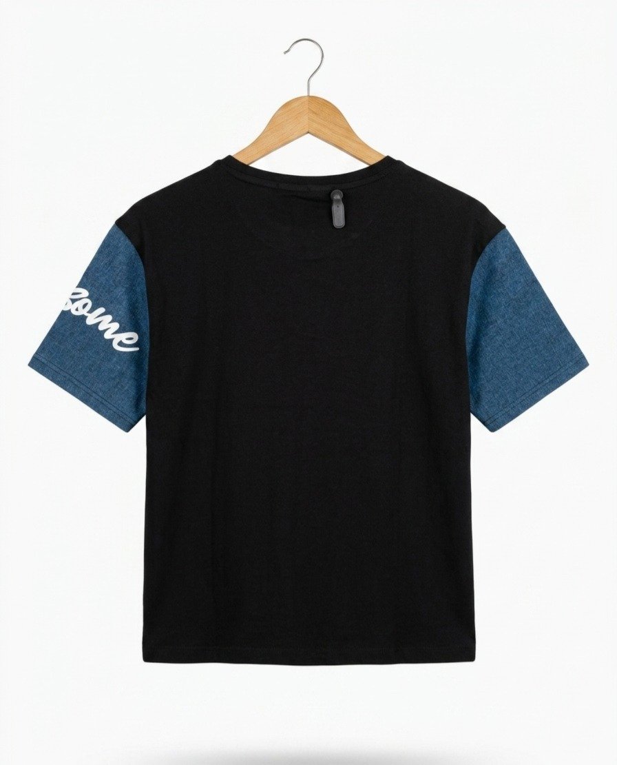 Women's Black Cotton Graphic T-Shirt - Image 5
