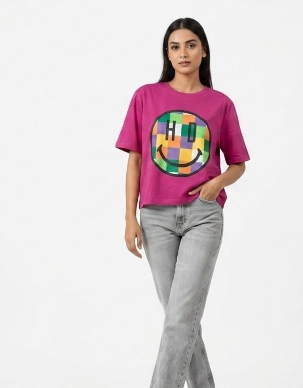 Women's Magenta Pink Graphic T-Shirt
