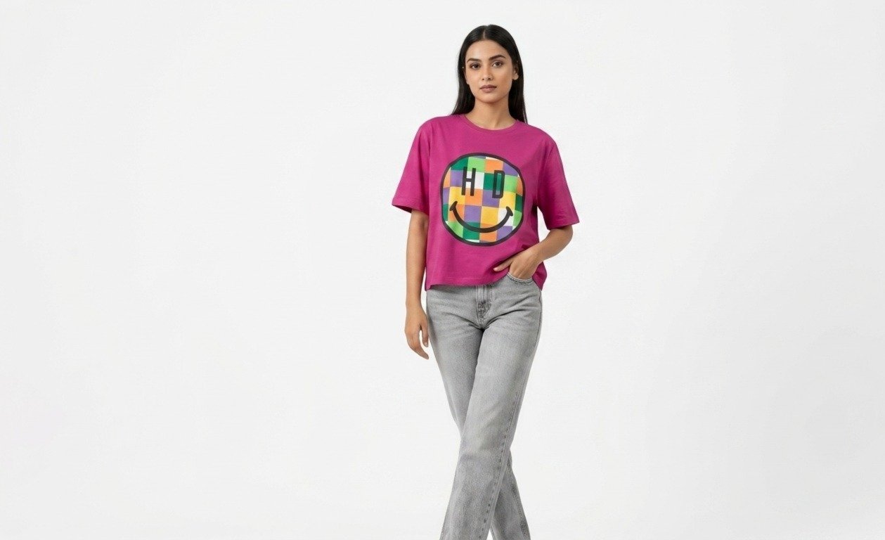 Women's Magenta Pink Graphic T-Shirt