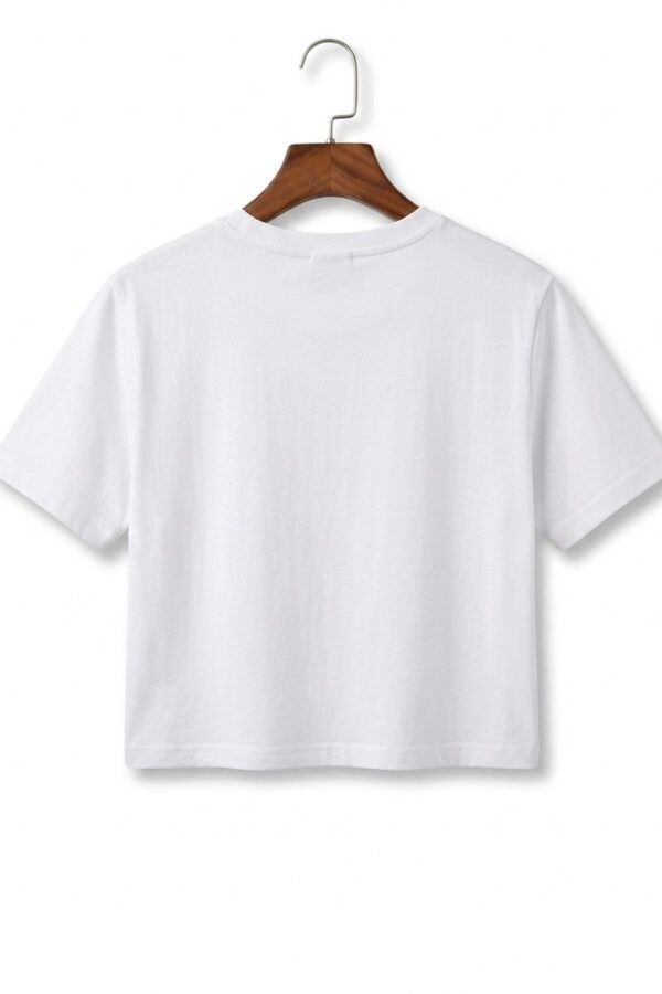 Women's White Graphic Crop Top 