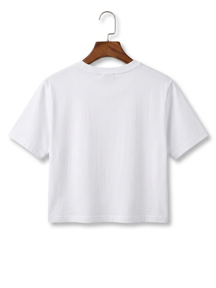 Women's White Graphic Crop Top "Let It Be" - Image 2