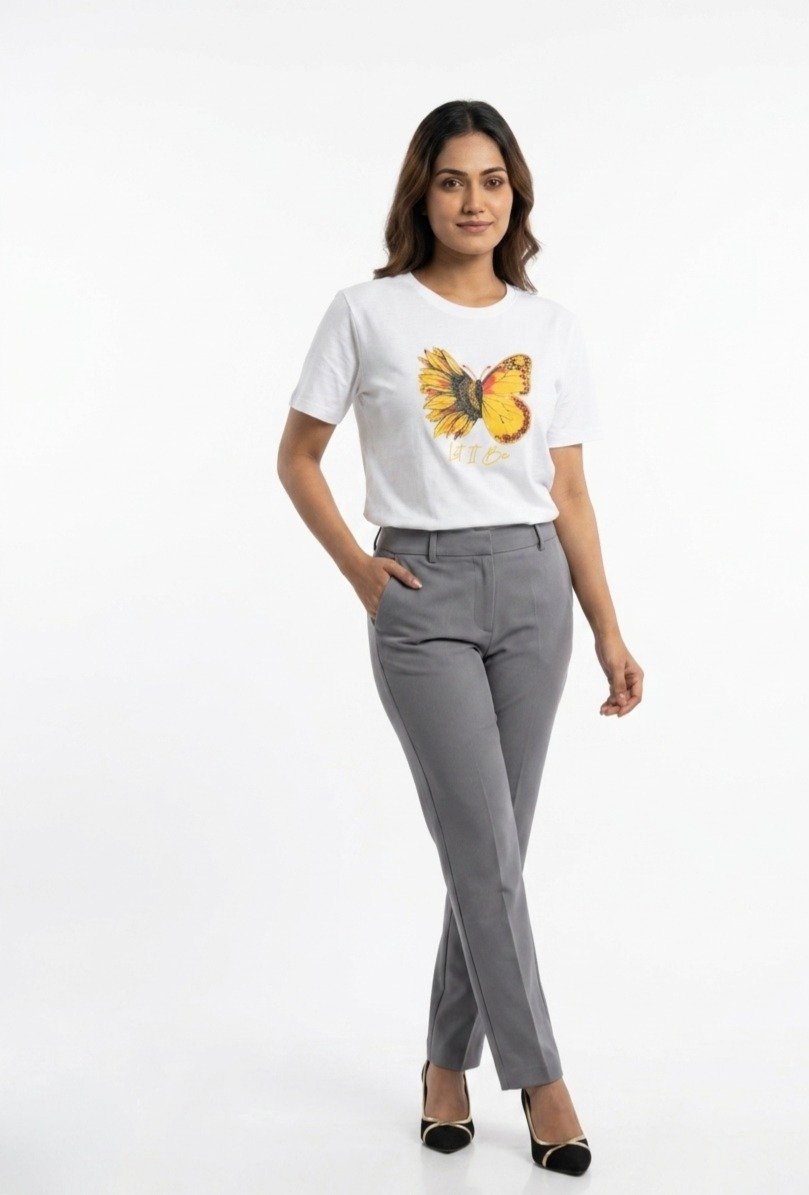Women's White Graphic Crop Top "Let It Be"
