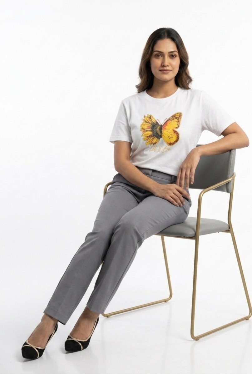 Women's White Graphic Crop Top "Let It Be" - Image 4