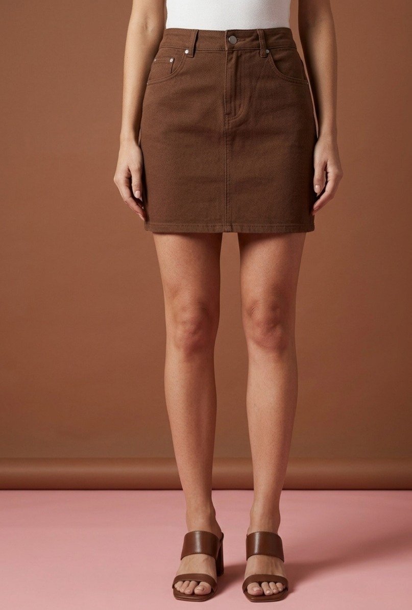 Women's Chocolate Brown Denim Mini Skirt