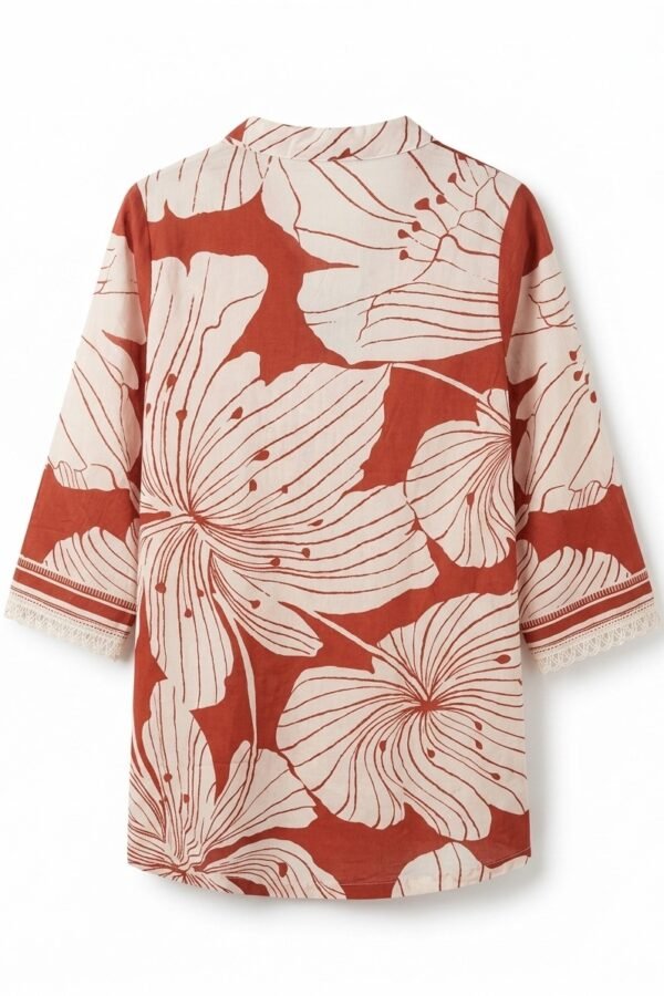 BIBA Women's Floral Print Cotton Tunic with Mandarin Collar