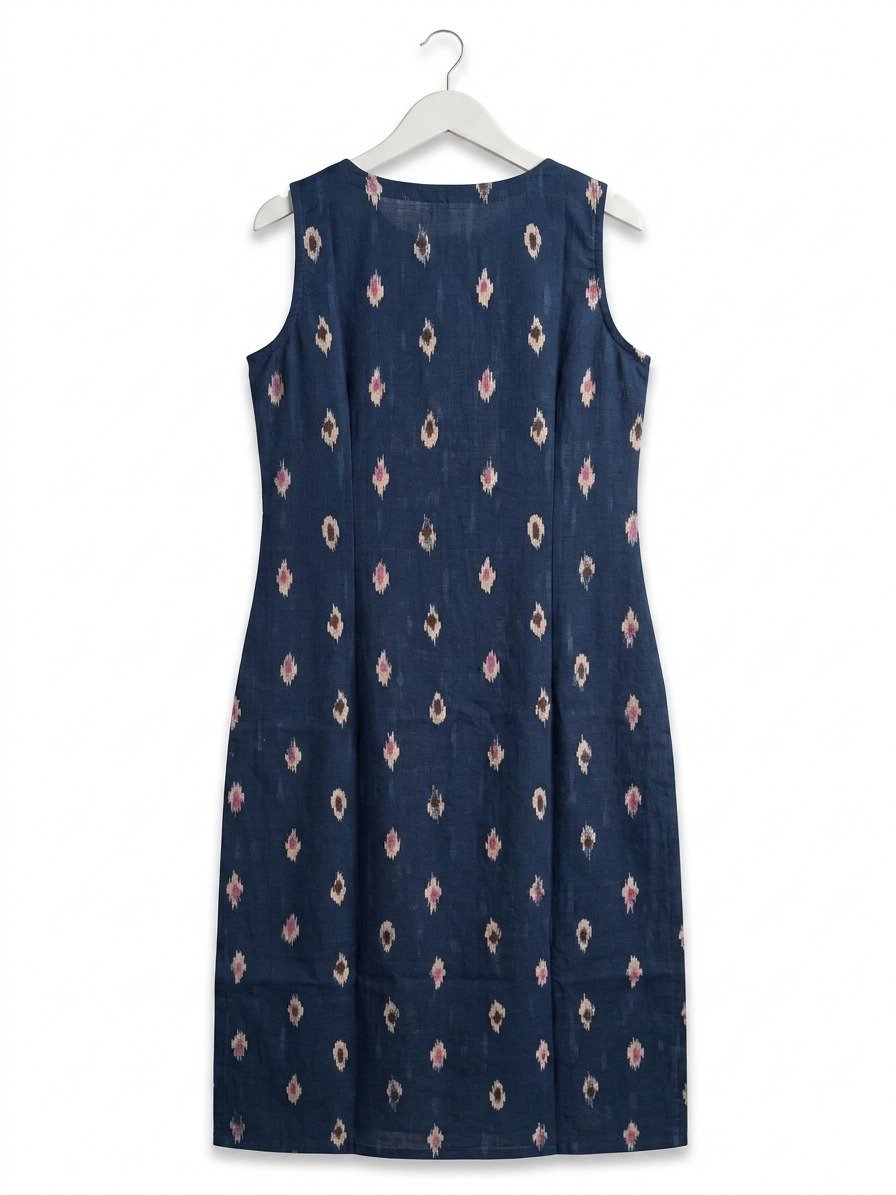 Navy Blue Ikat Print Kurti - Image 2