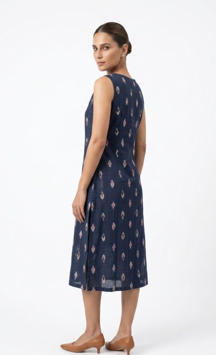 Navy Blue Ikat Print Kurti - Image 5