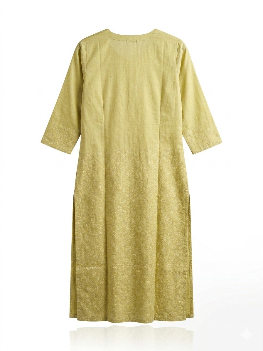 Mustard Yellow Floral Embroidered Kurti - Image 4
