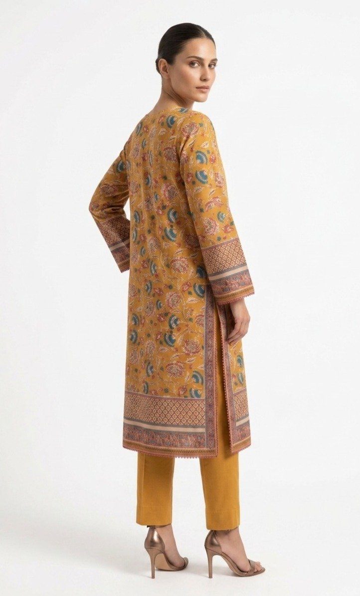 Mustard Yellow Floral Printed Kurti - Image 2