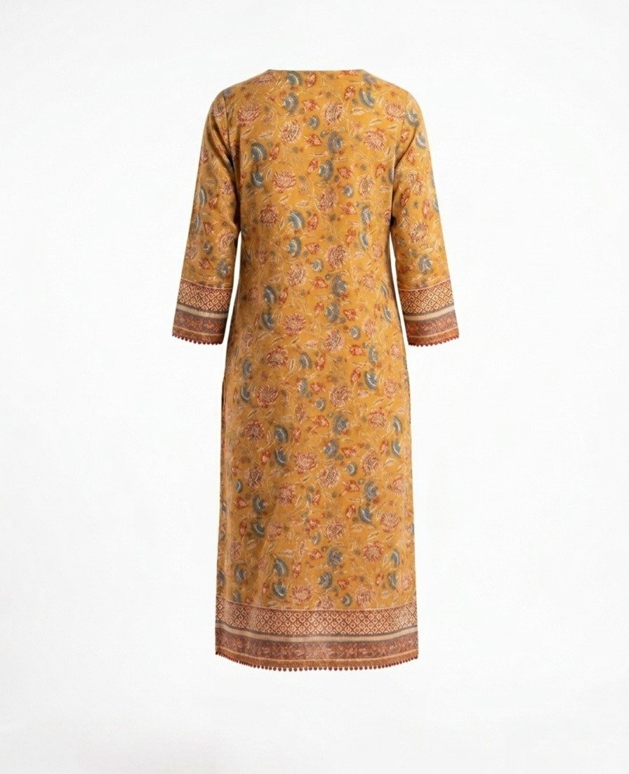 Mustard Yellow Floral Printed Kurti - Image 3