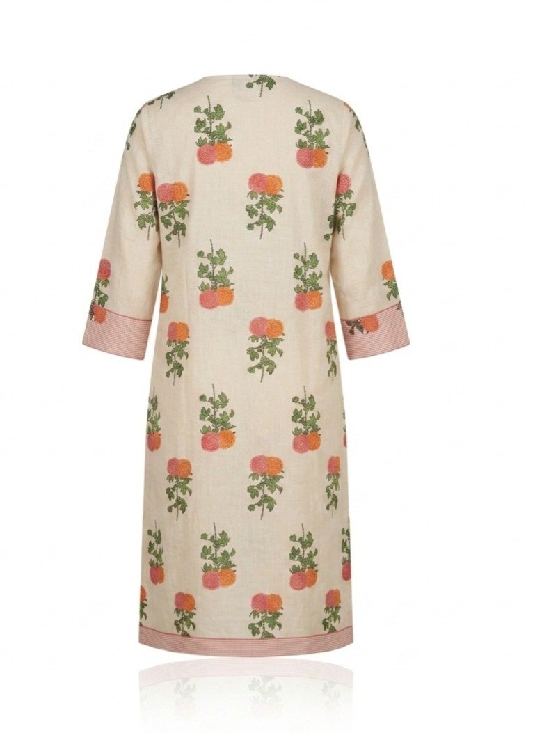 Cream Floral Print Straight Kurti - Image 3