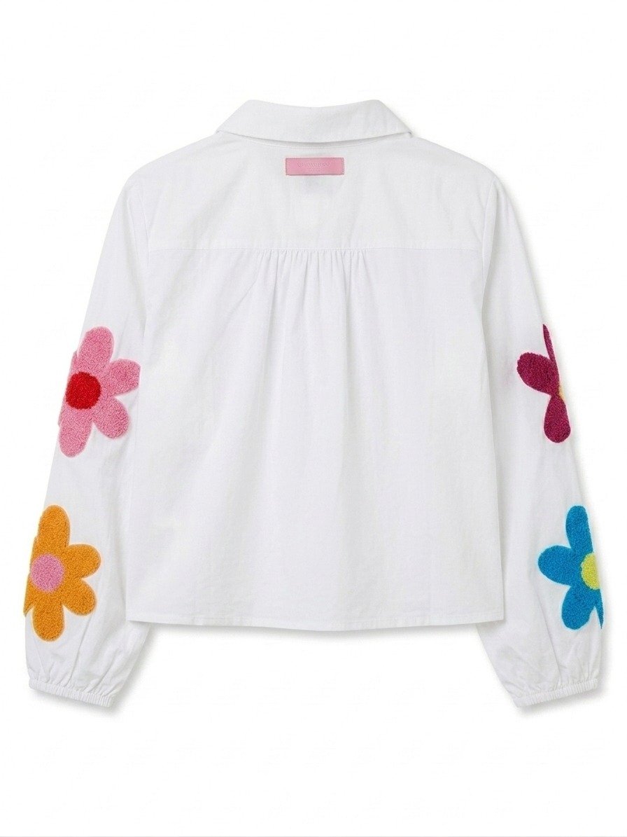 White Floral Applique Casual Shirt - Image 4