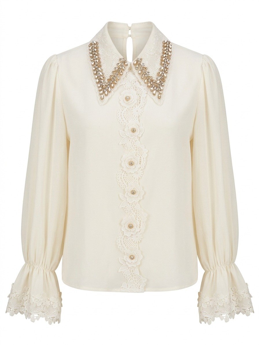 Embellished Lace Collar Statement Blouse - Image 2