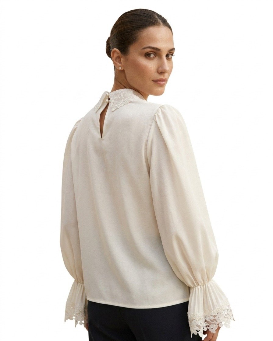 Embellished Lace Collar Statement Blouse - Image 4