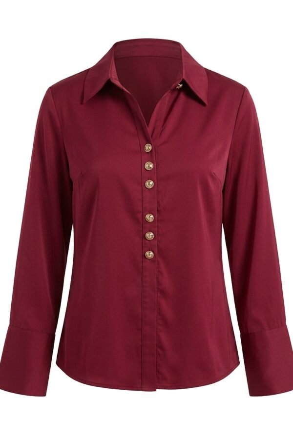 Burgundy Button-Down Formal Shirt