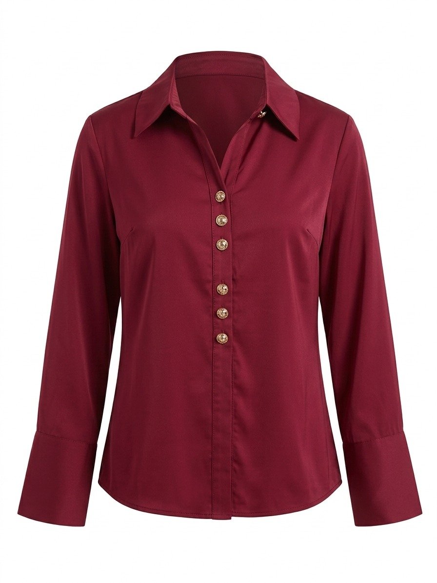 Burgundy Button-Down Formal Shirt - Image 2