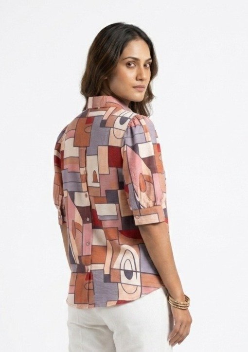 Abstract Print Casual Shirt Top