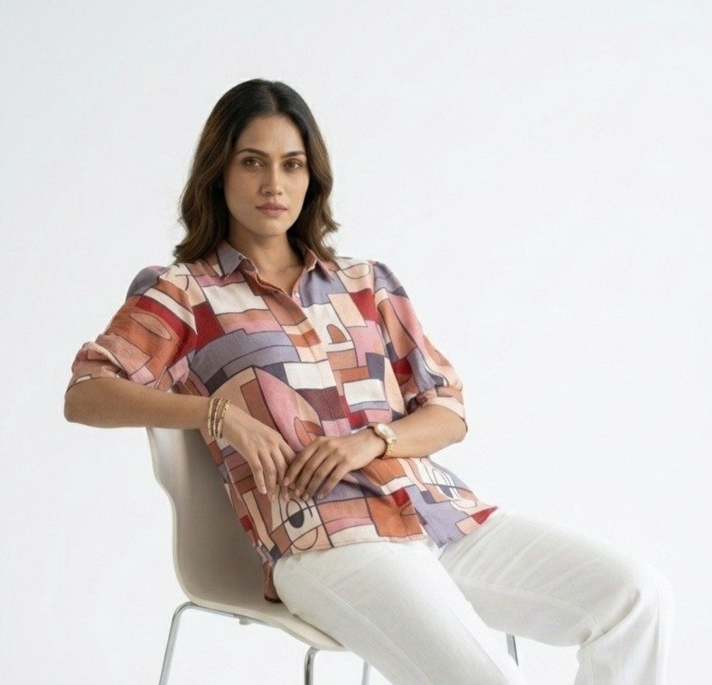 Abstract Print Casual Shirt Top - Image 3