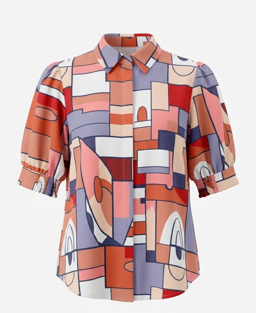 Abstract Print Casual Shirt Top - Image 4