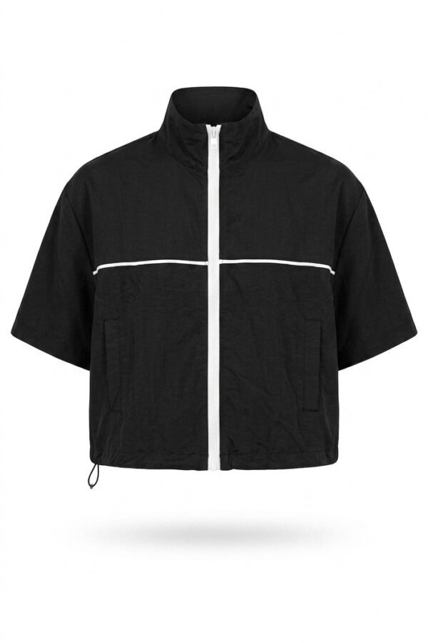 Black Short Sleeve Zip Jacket
