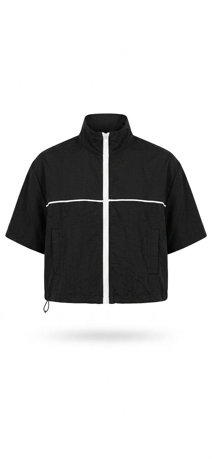 Black Short Sleeve Zip Jacket