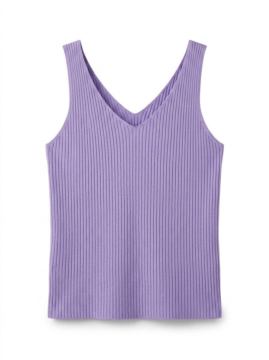 Lavender Ribbed Button-Detail Tank - Image 3
