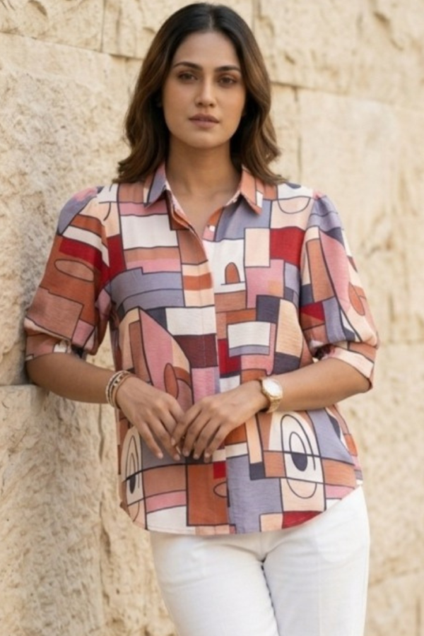 Abstract Print Casual Shirt Top