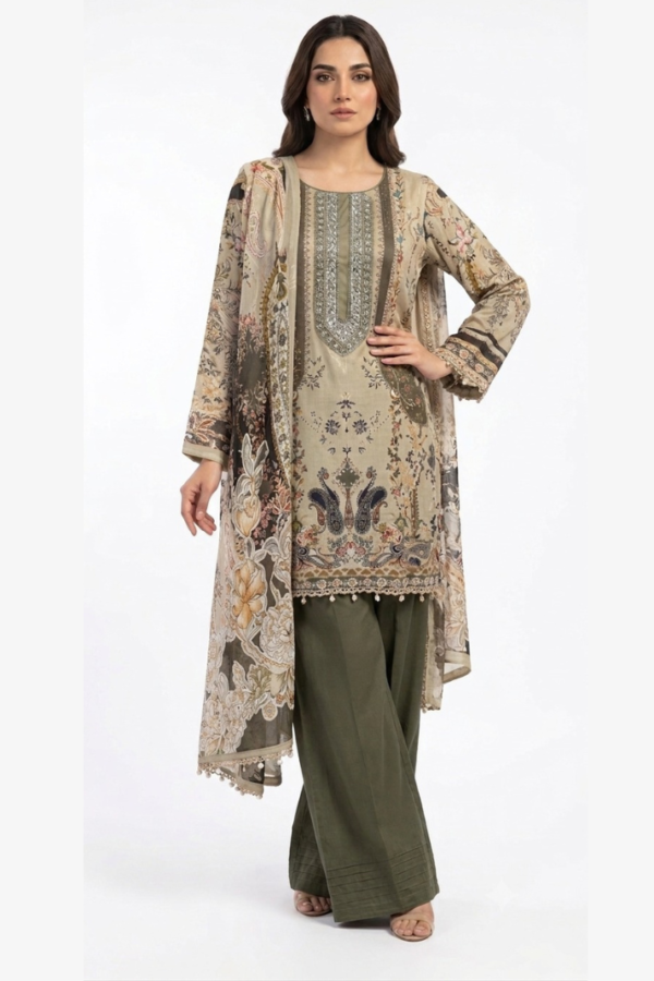 Printed Beige Ethnic Kurta Set
