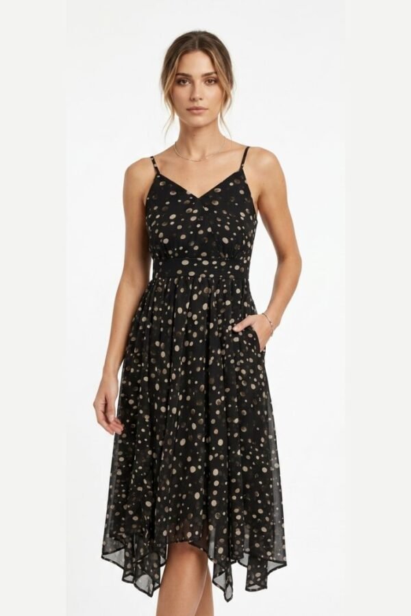 Black Polka Dot Midi Dress