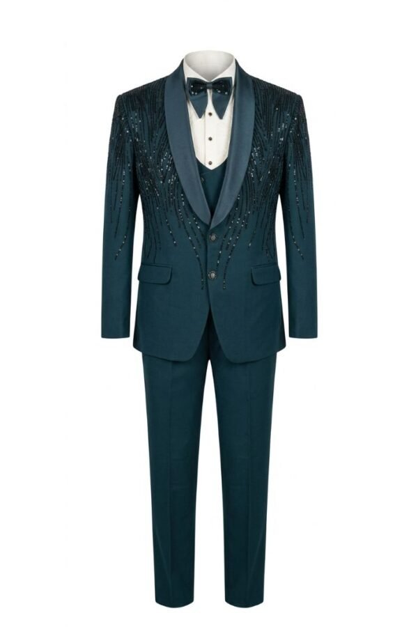 Men Sequin Tuxedo Suit Set