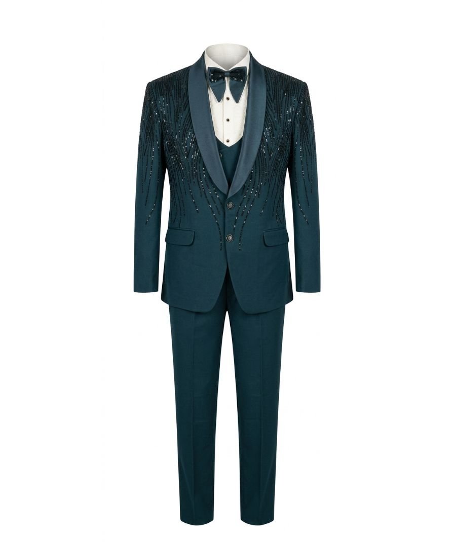 Men Sequin Tuxedo Suit Set - Image 2