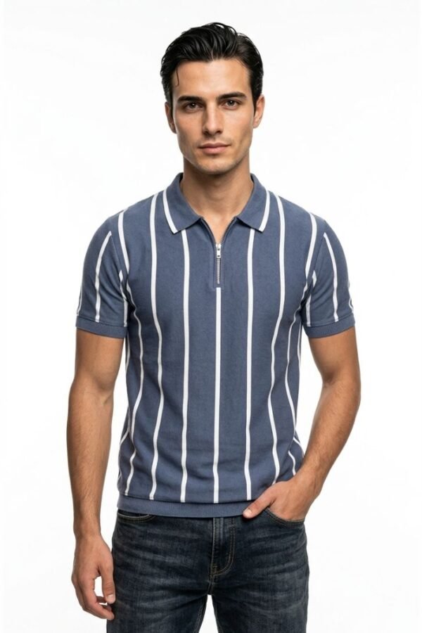 Blue Striped Polo T-Shirt