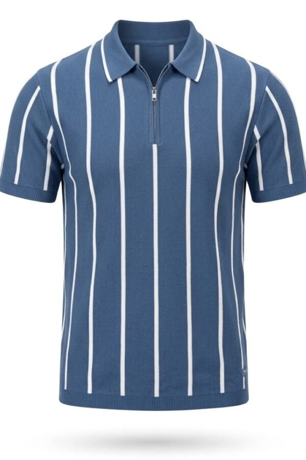 Blue Striped Polo T-Shirt