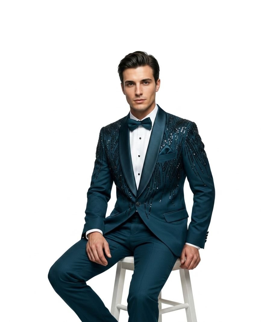 Men Sequin Tuxedo Suit Set - Image 3