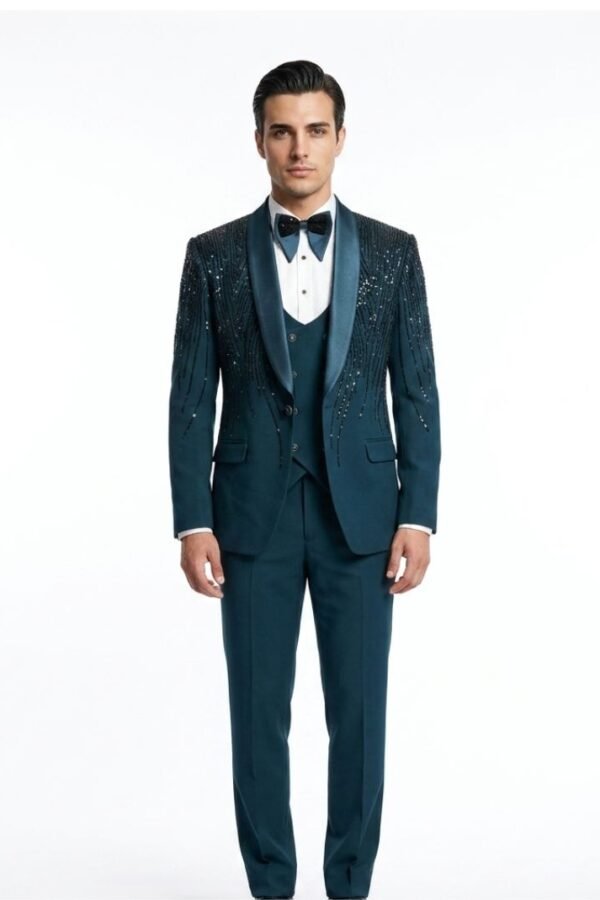 Men Sequin Tuxedo Suit Set