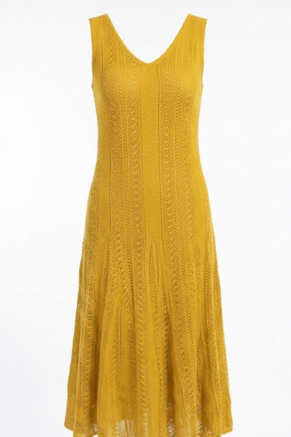 Mustard Yellow Textured Knit Dress