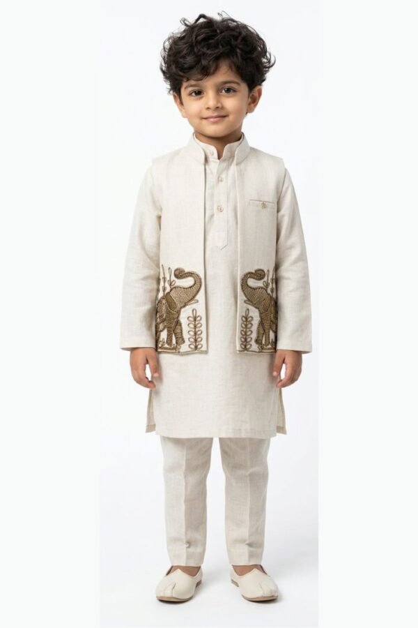 Boys Elephant Motif Kurta Set