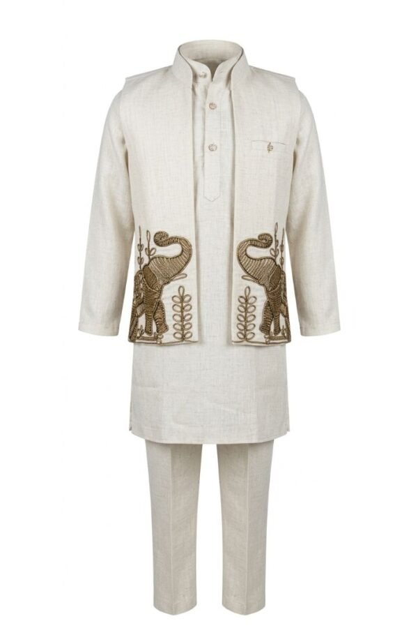 Boys Elephant Motif Kurta Set