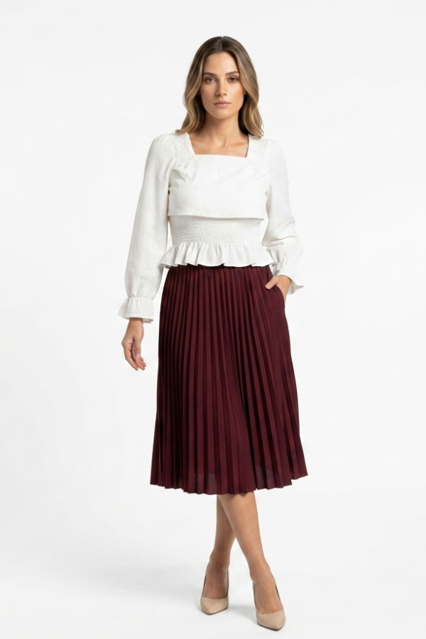 White Smocked Peplum Top