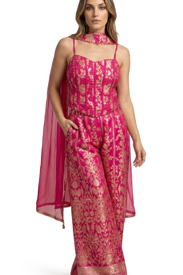 Fuchsia Banarasi Brocade CordSet