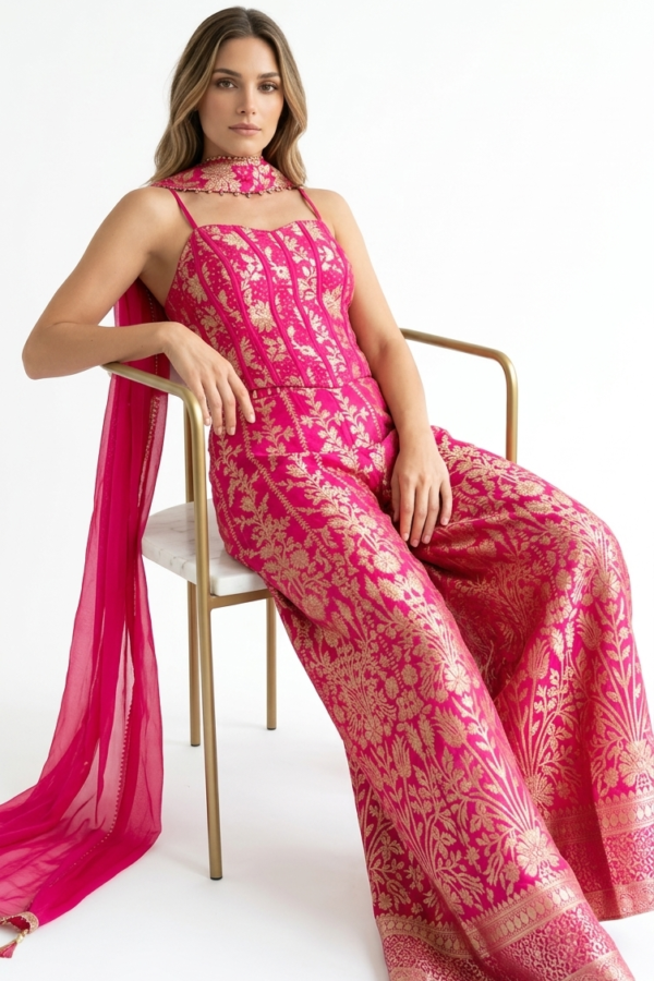Fuchsia Banarasi Brocade CordSet