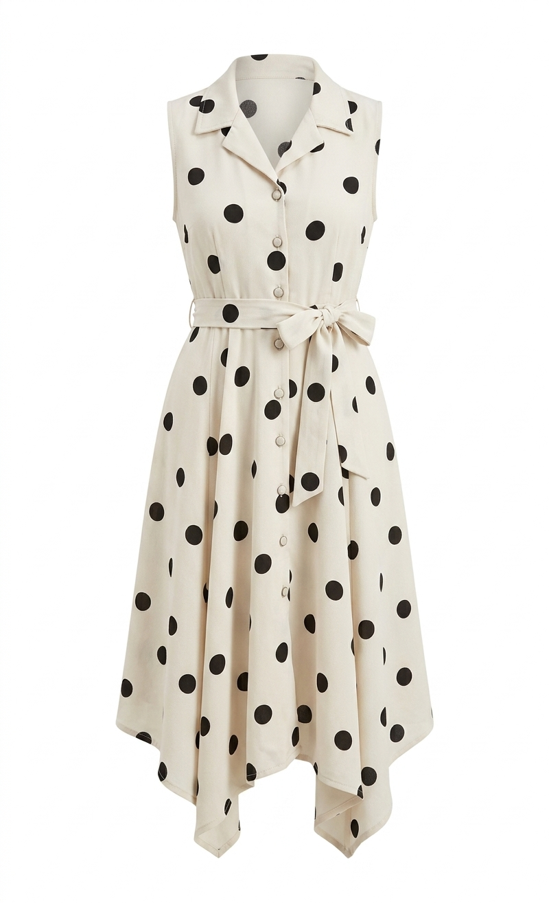 Polka Dot Shirt Midi Dress - Image 4