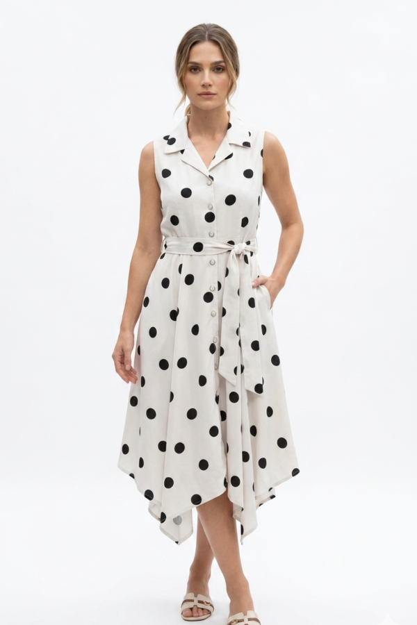 Polka Dot Shirt Midi Dress
