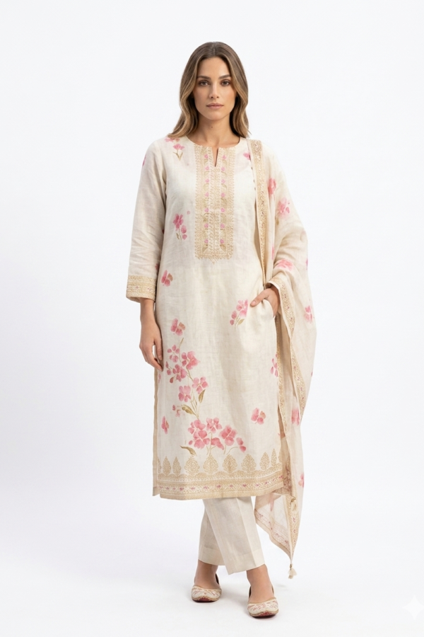 Floral Embroidered Kurta Pant Set