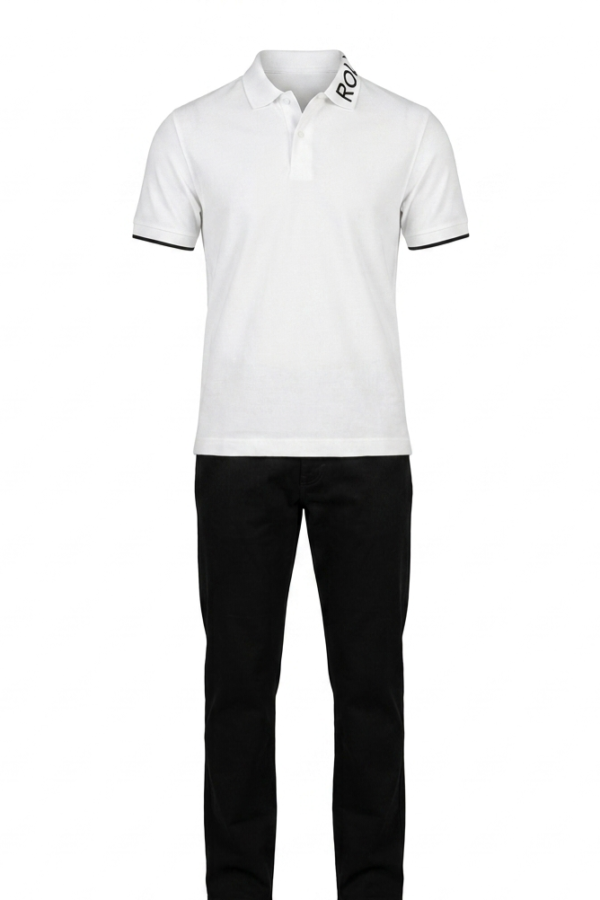 White Polo With Collared Text