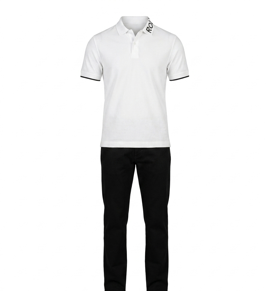 White Polo With Collared Text - Image 2