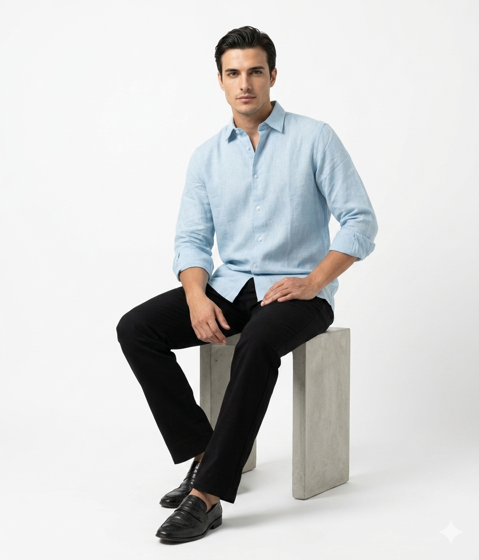 Light Blue Formal Casual Shirt - Image 4