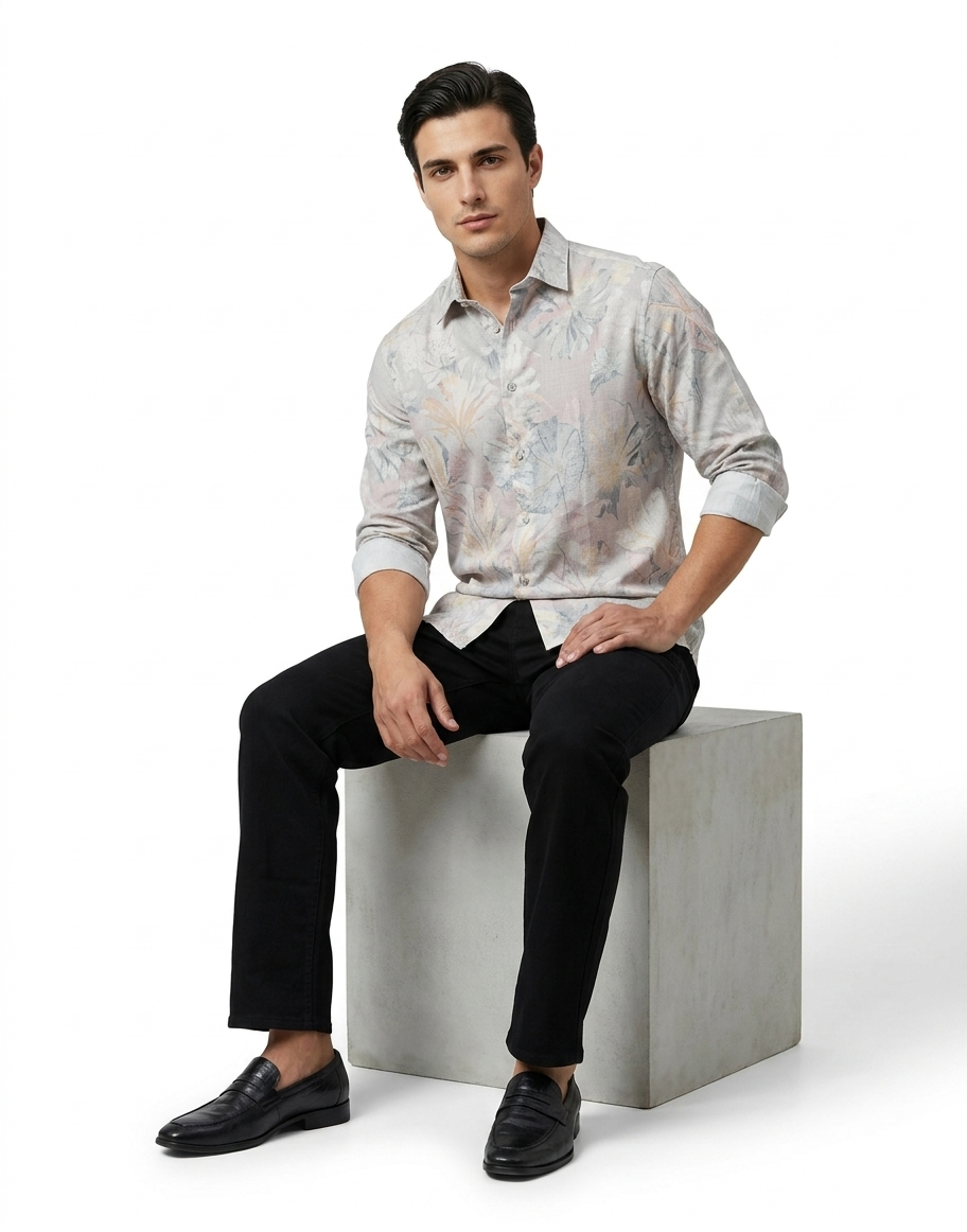 Floral Print Casual Formal Shirt - Image 3
