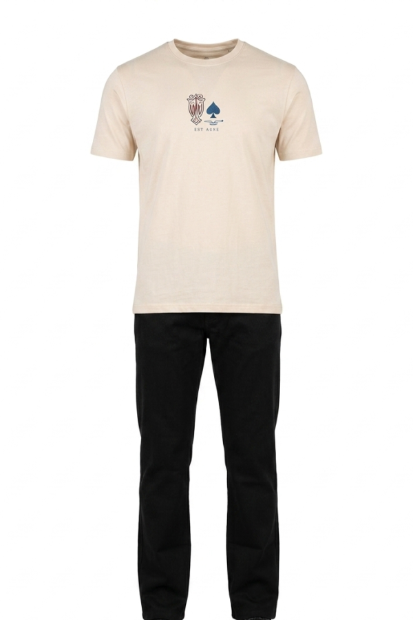 Beige Graphic Print Casual T-Shirt